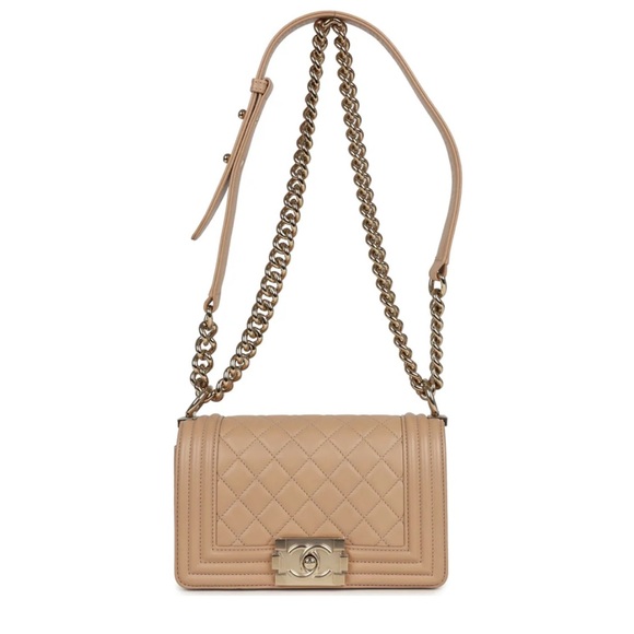chanel boy small beige with shiny light gold hardware - Picture 2 of 14